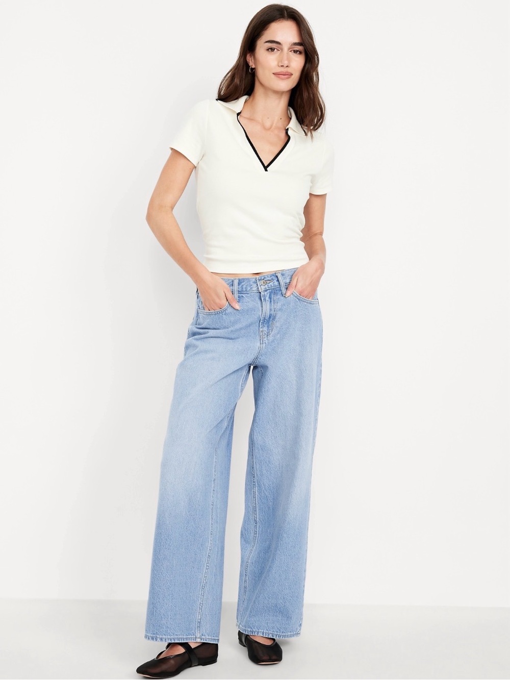 Old Navy Mid-Rise Wow Baggy Wide-Leg Women’s Jeans 6 Short | light Dip